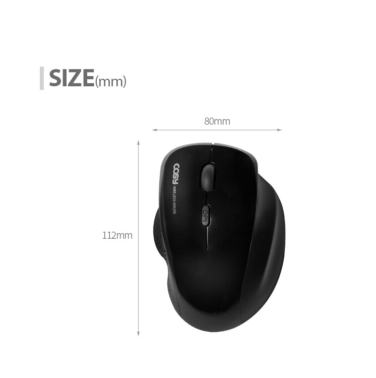 Cosy Vertical Comfy wireless Mouse VDT Prevention Black Color