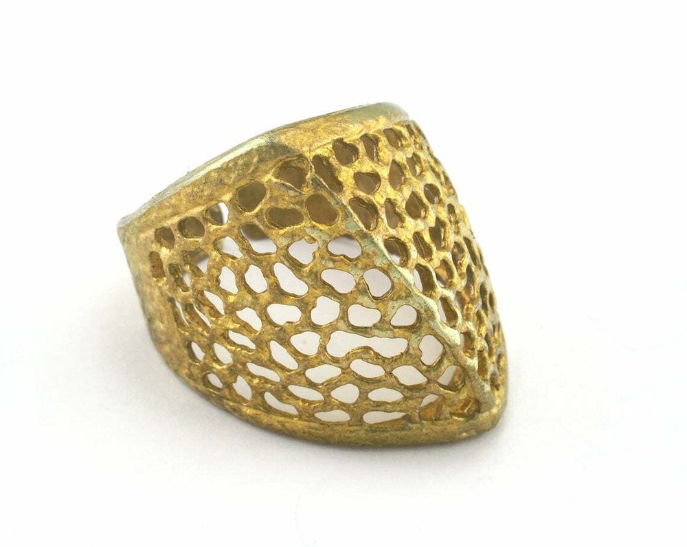 Ring Adjustable Mesh Ring Raw brass Statement ring women rings 7.5US