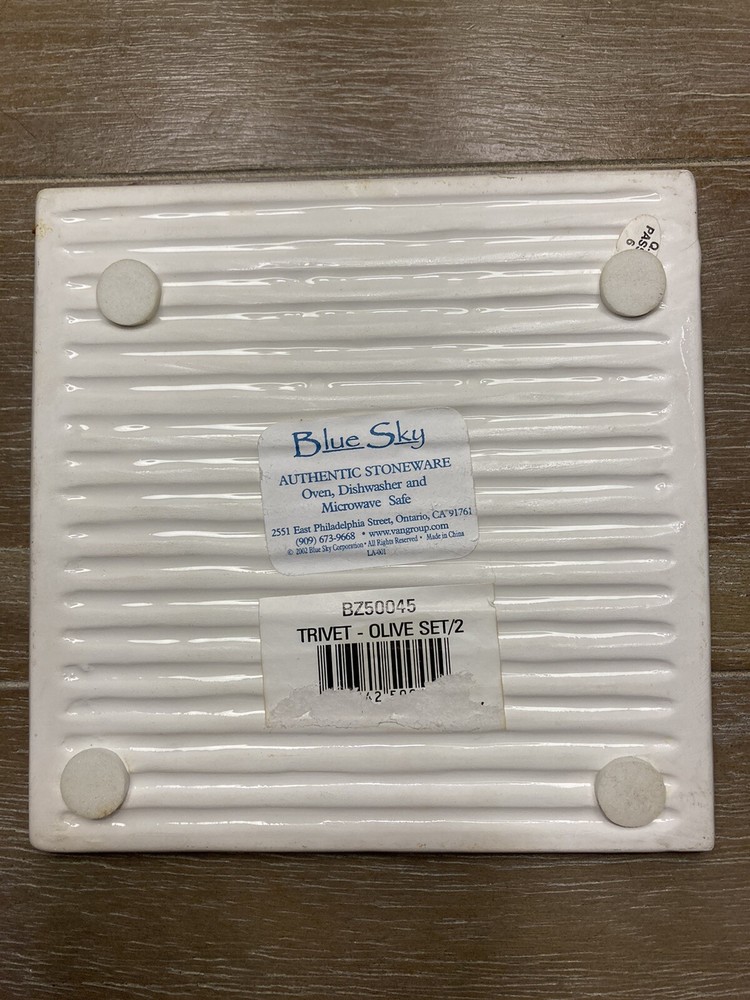 Single Blue Sky Olive Checkered Ceramic Trivet Kitchen Hot Plate Protector