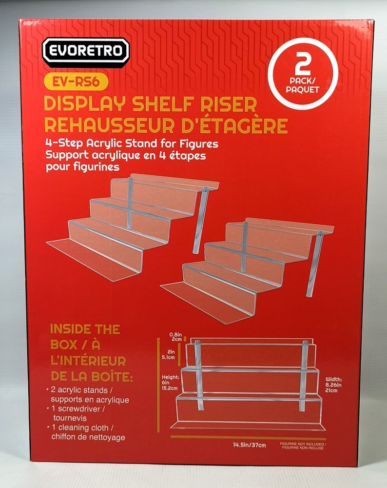 EVORETRO ACRYLIC DISPLAY SHELF RISER DISPLAY STAND FOR FIGURES 2-PACK 14,5"x 6"
