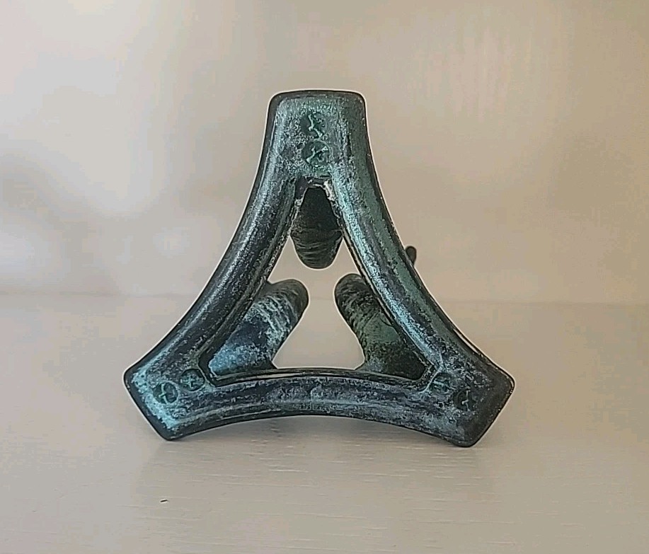 Vintage Solid Bronze Three Dolphin Orb/Candle Holder