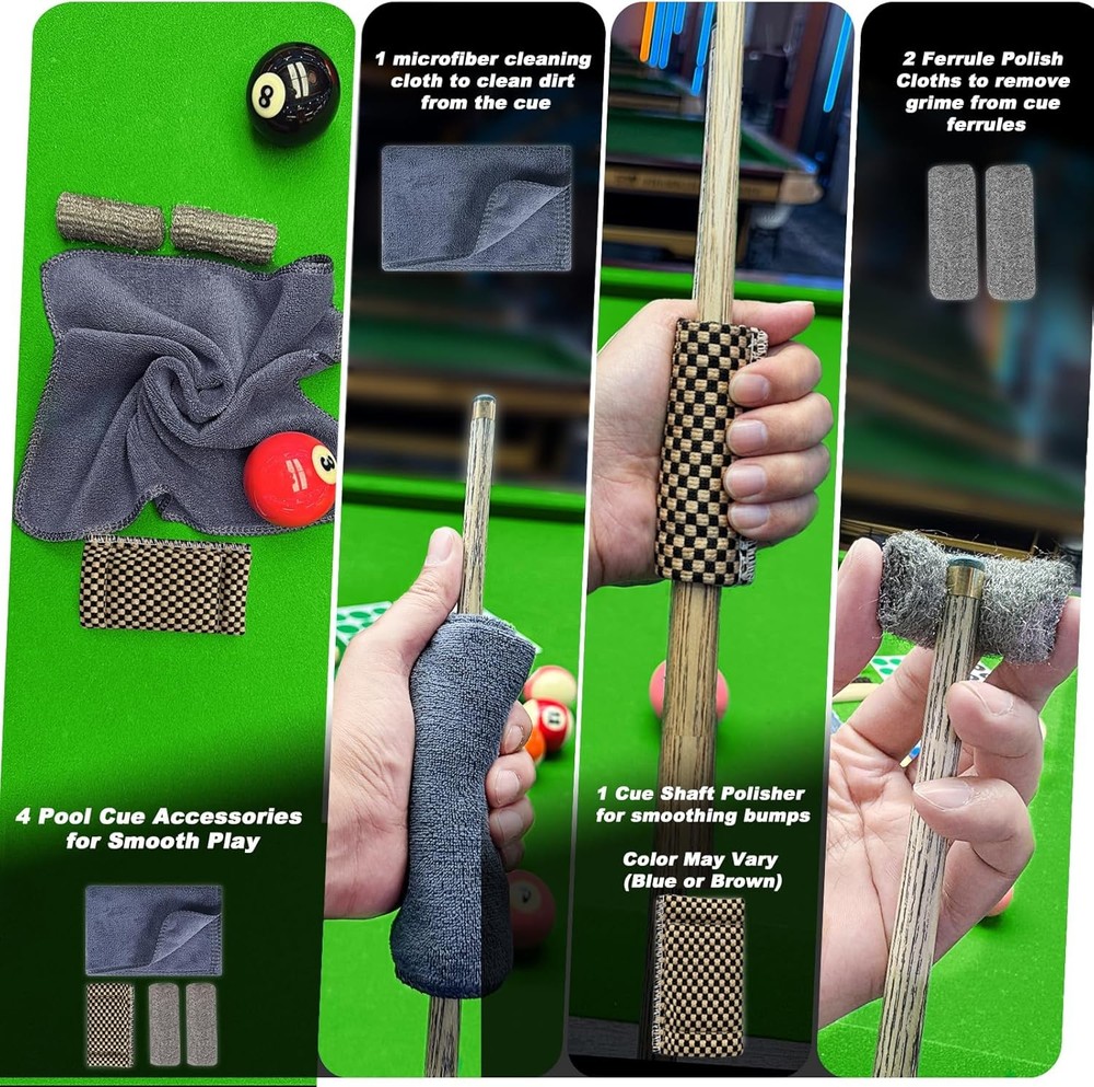 Billiard Pool Table Accessories Kit: 10 Piece Set with 2 Pool Table Brushes,2 Fe