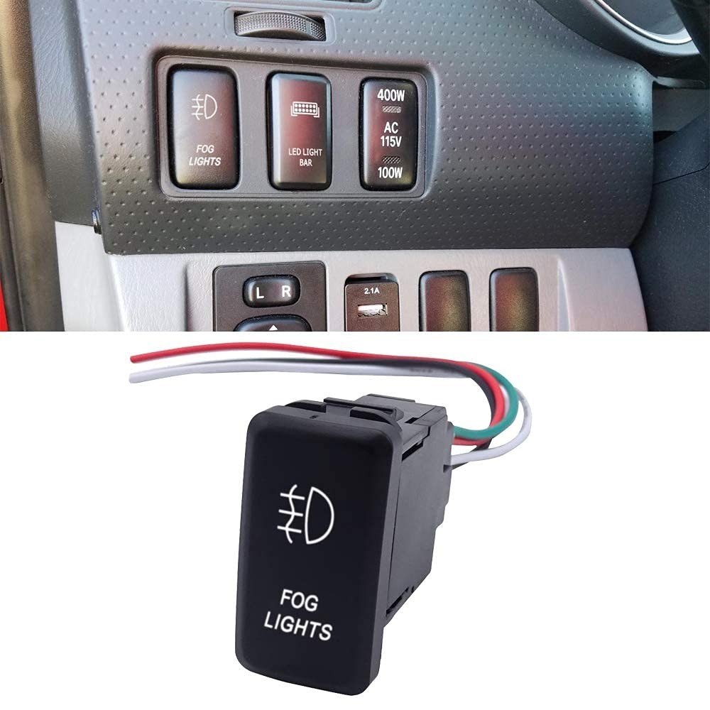 Fog Lights Symbol Push Switch White Backlight ON-Off Switch with Connector Wi