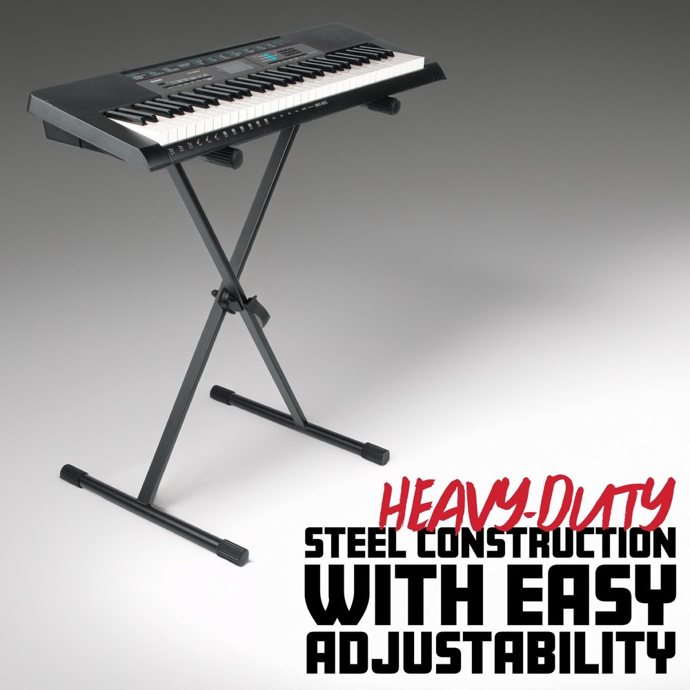 Adjustable Black X Style Keyboard Stand with Rubberized Feet for Stability