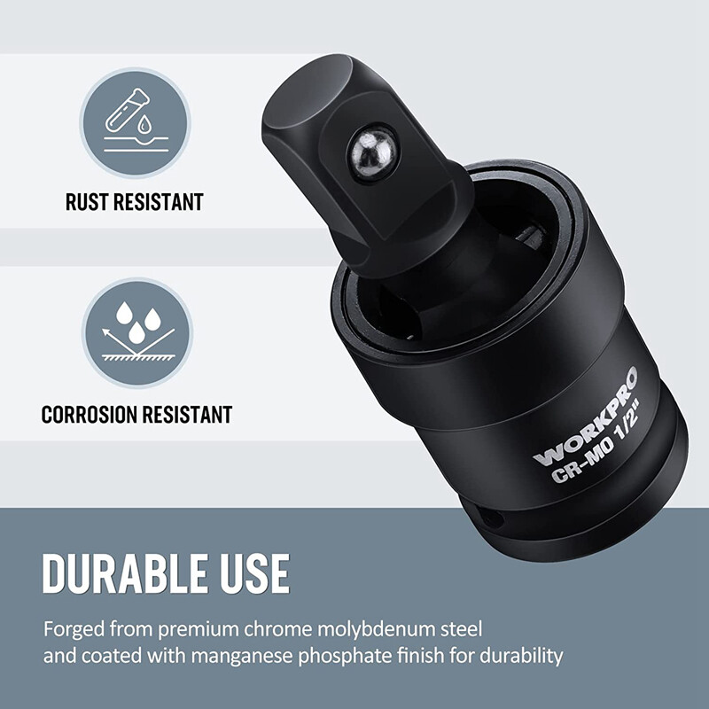 WORKPRO Impact Universal Joint Sets 3PCS 1/2" 3/8" 1/4" Dr Swivel Socket Adapter