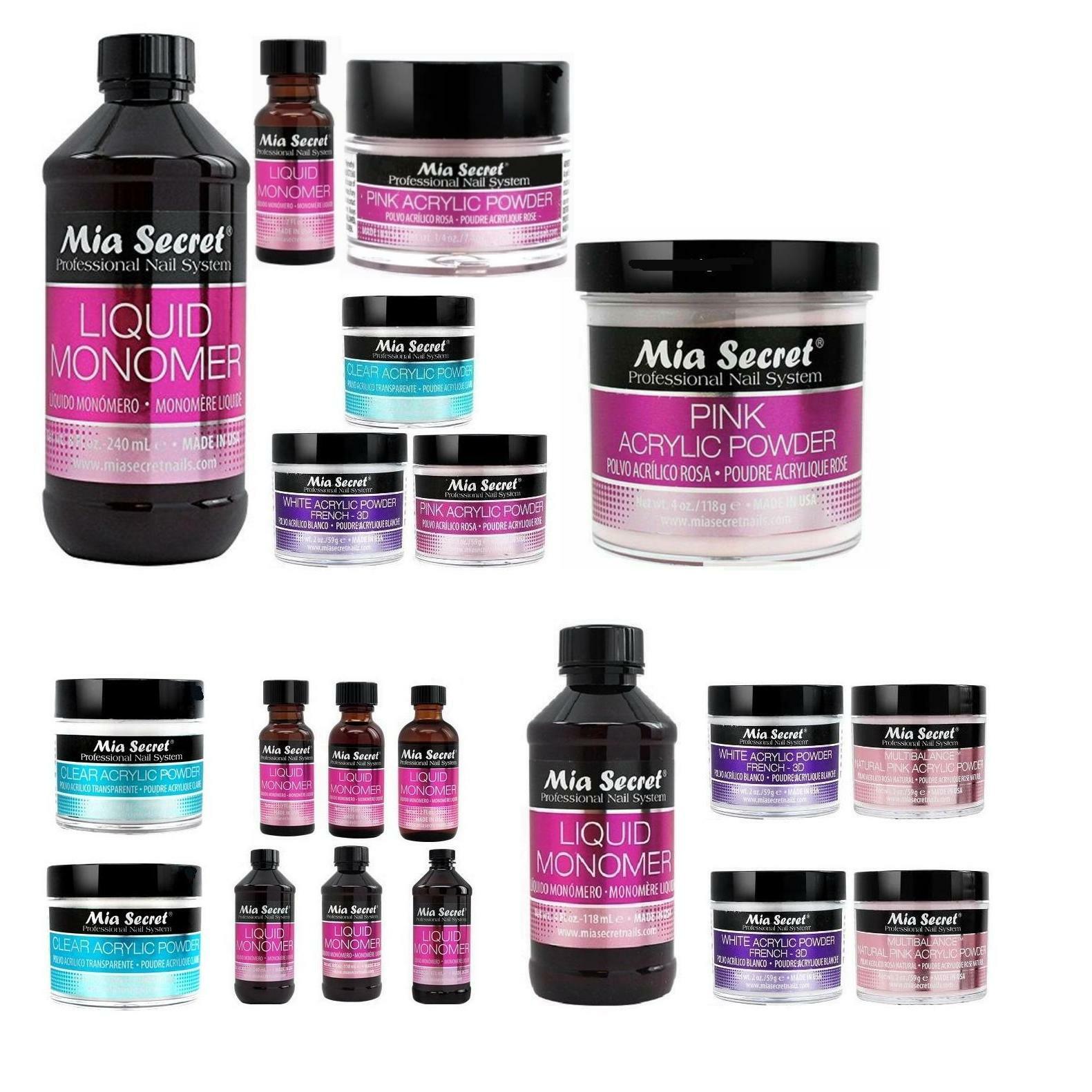 MIA SECRET ACRYLIC POWDER & MONOMER SET - CHOOSE YOUR COLOR & SIZE