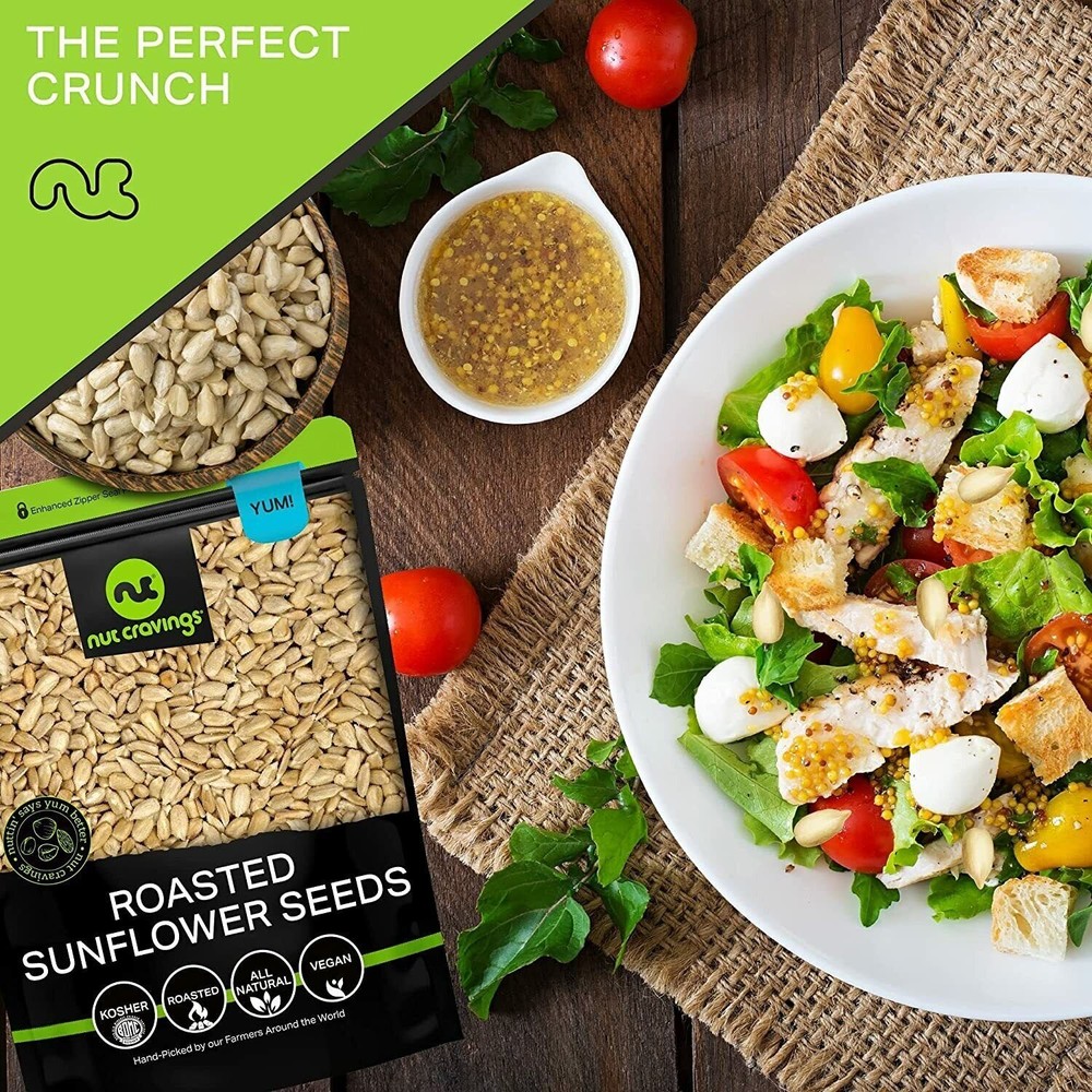 Sunflower Seeds Roasted Unsalted, No Shell Hulled Kernels, All Natural, Kosher