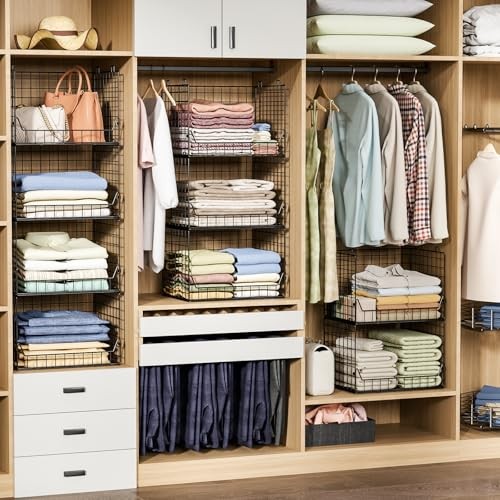 4-Tier Extra Height Stackable Closet Organizer – Foldable Storage Bins for