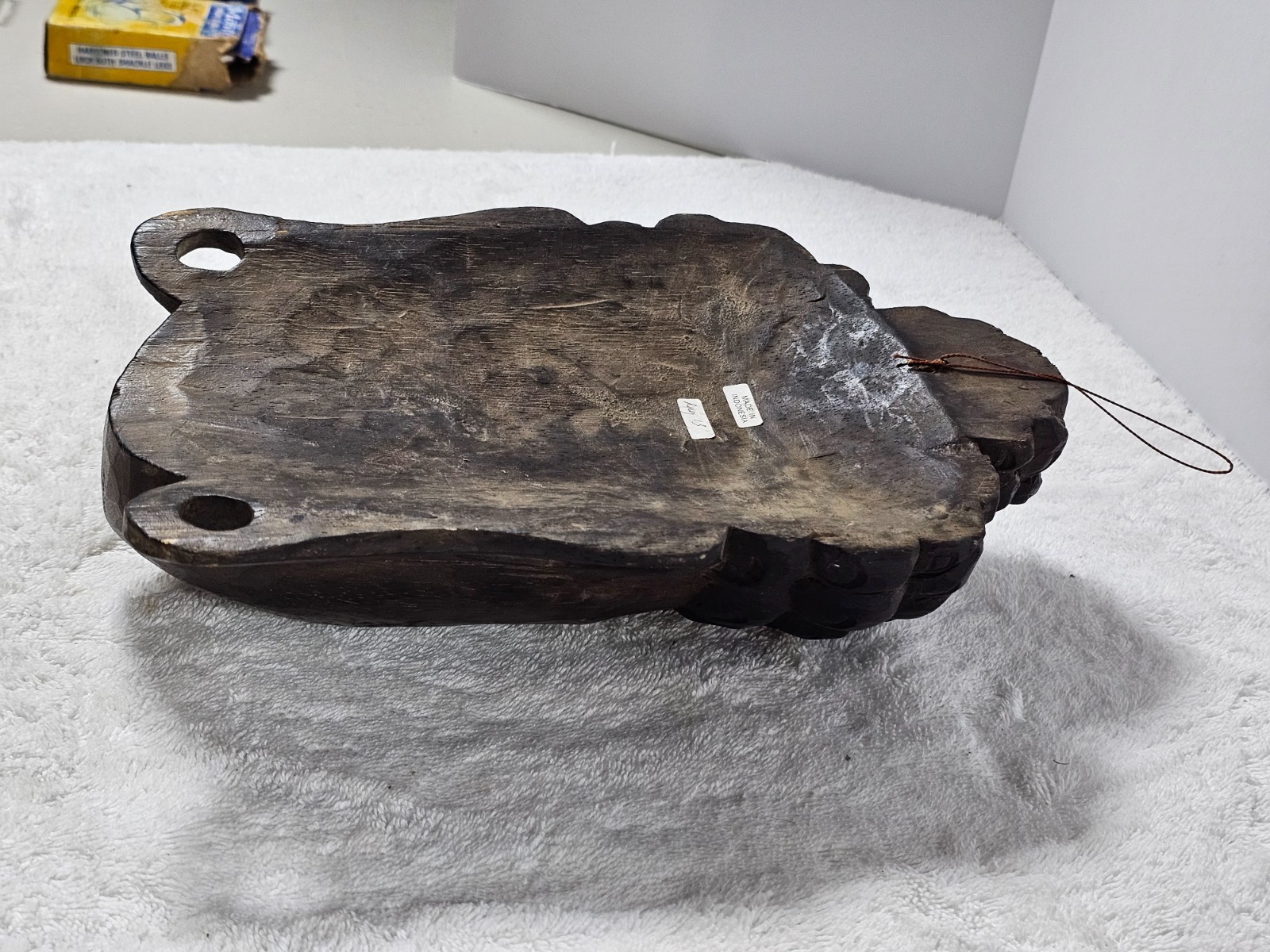 VTG Indonesian Hand Carved Wooden Buddha Head Wall Mask 11" Tribal Art Decor