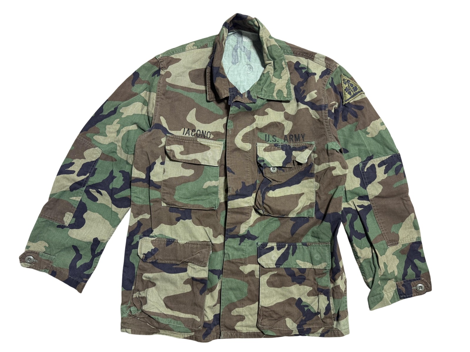 US Army BDU Jacket Mens Medium Regular Woodland Camo Combat Coat Field Patch