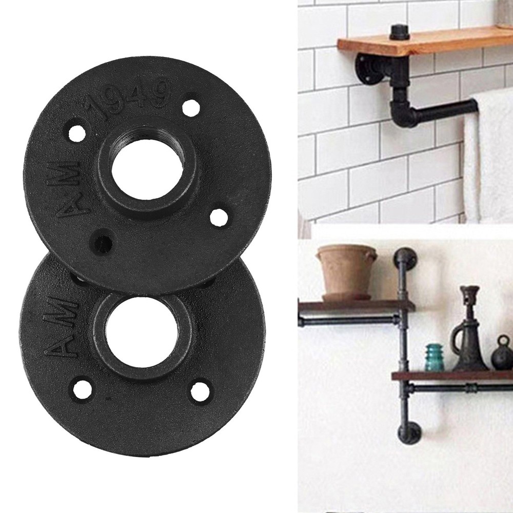 3/4 Black Painted Floor Flange with Threaded H 2 Pack Secure Installation