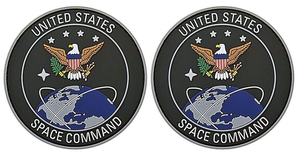 US SPACE COMMAND PATCH 3D PVC RUBBER PATCH || 2PC  HOOK BACKING 3"X3"