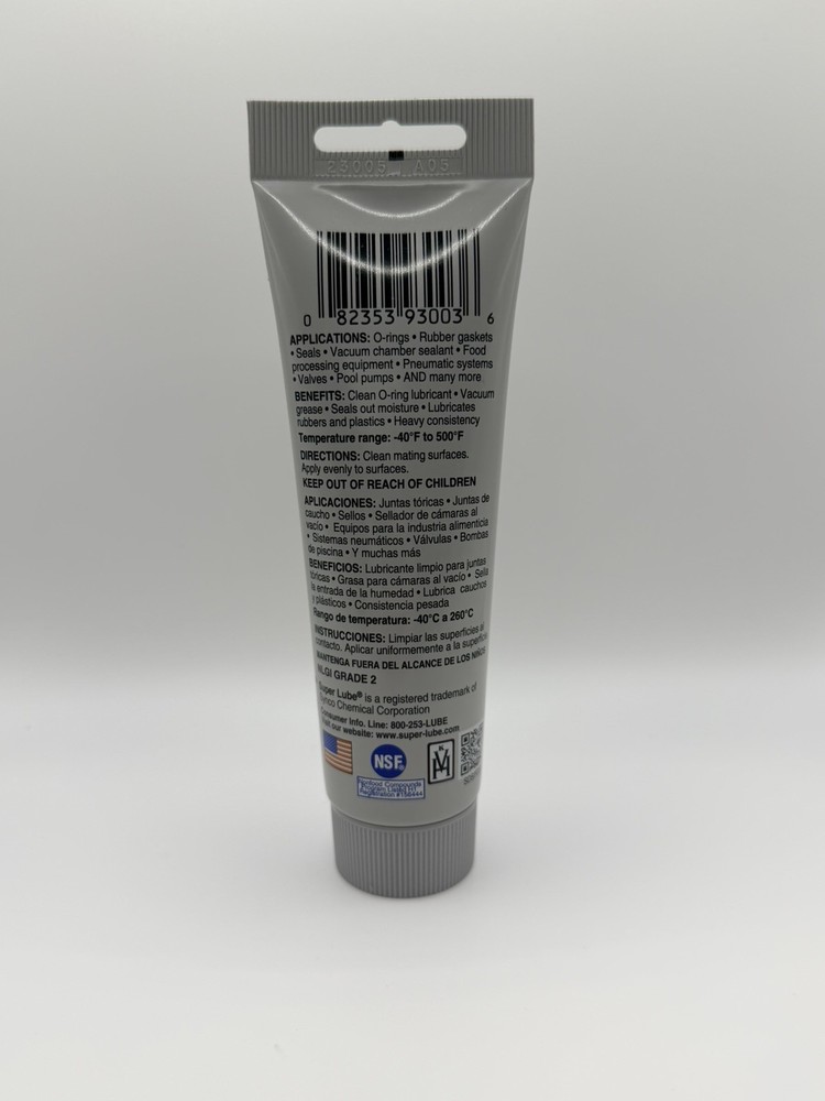 Silicone O-Ring Grease Non-Curing Compound (Translucent White, 3oz Tube) | NS...