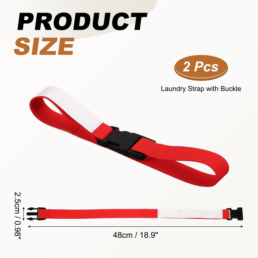 2 Pcs Multipurpose Laundry Strap with Buckle, Red