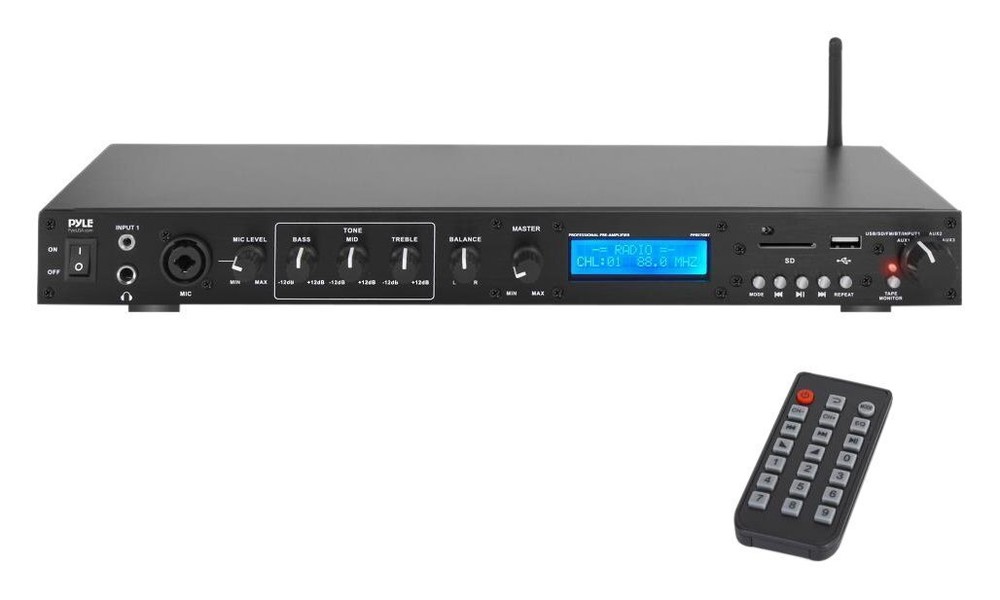 Pyle Pro Audio Bluetooth Preamplifier Receiver System-Digital Rack Mount