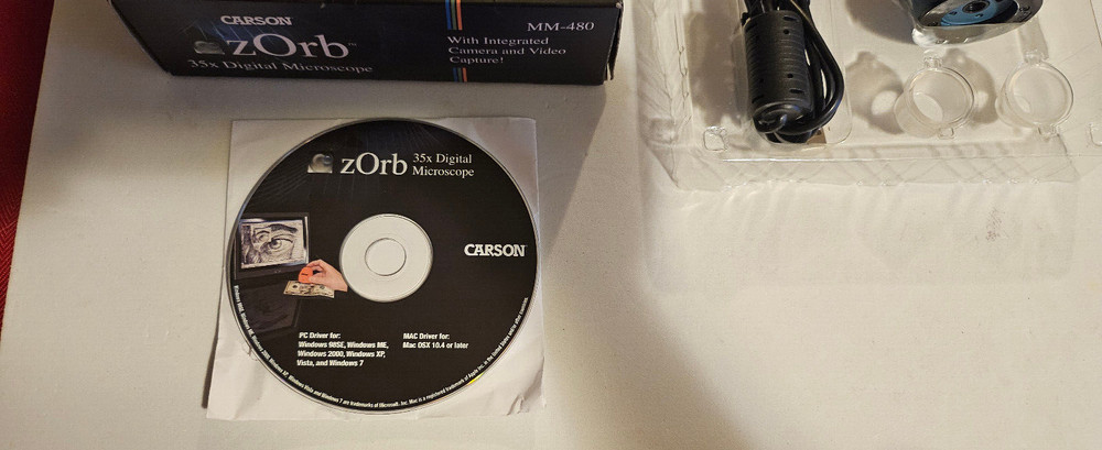 CARSON ZORB 35x Digital Microscope Surf Blue MM-480 MAC-PC With CD -TESTED