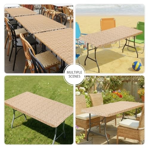 Spandex Fitted Tablecloth for 6 Foot Rectangle 72" x 30" (Rectangular) Beige