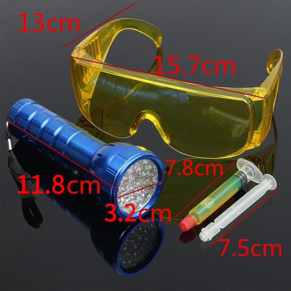 Leak Detector Kit, Fluorescent Protective Glasses Air Conditioning Accurate Leak