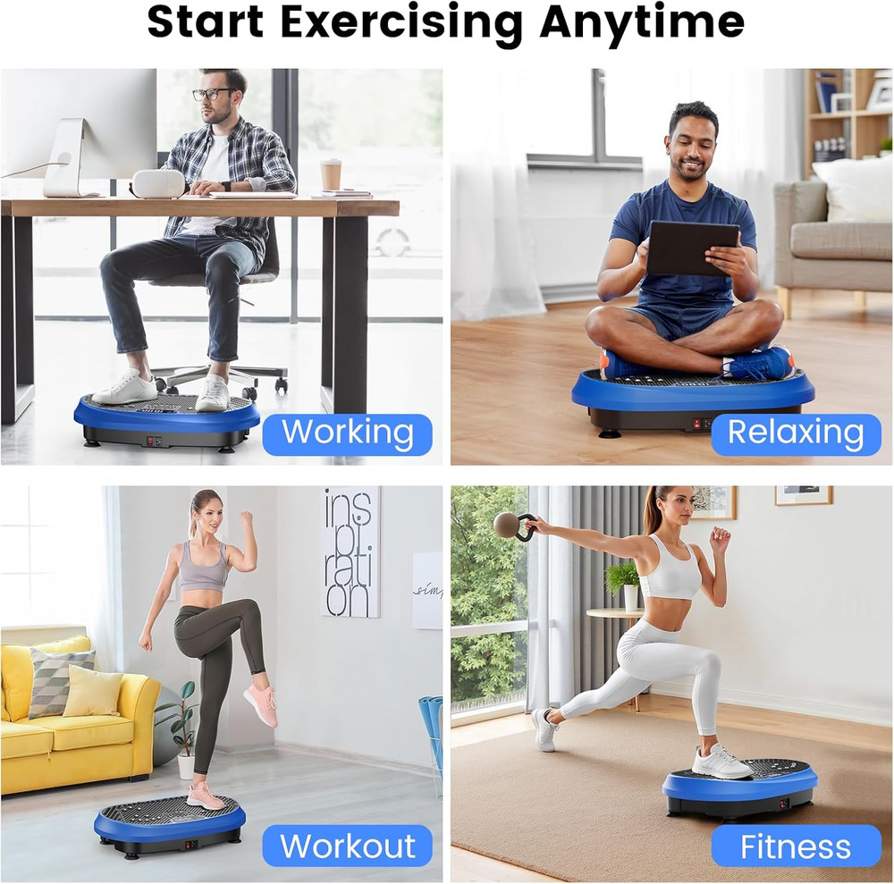 Vibration Plate Exercise Machine, Full Body Shaker Workout Equipment, Blue