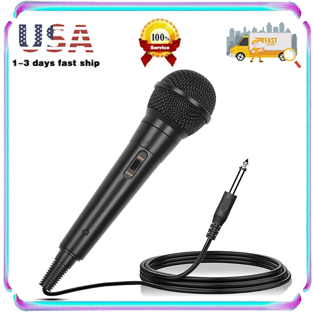 Cardioid Dynamic Handheld Wired Microphone With 13ft Cable 6.35 mm Jack