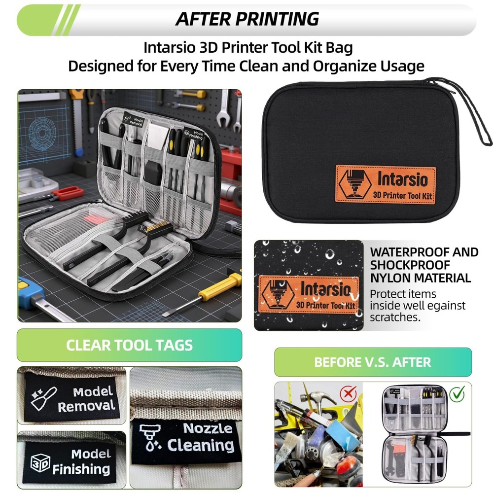 3D Printer Tools Kit, 34pcs Accessories for All FDM/SLA Black