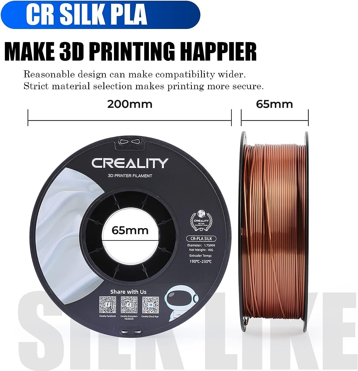 Creality PLA/Matte/PETG PLA/Ender PLA+/Silk PLA 3D Printer Filament 1.75mm 1KG