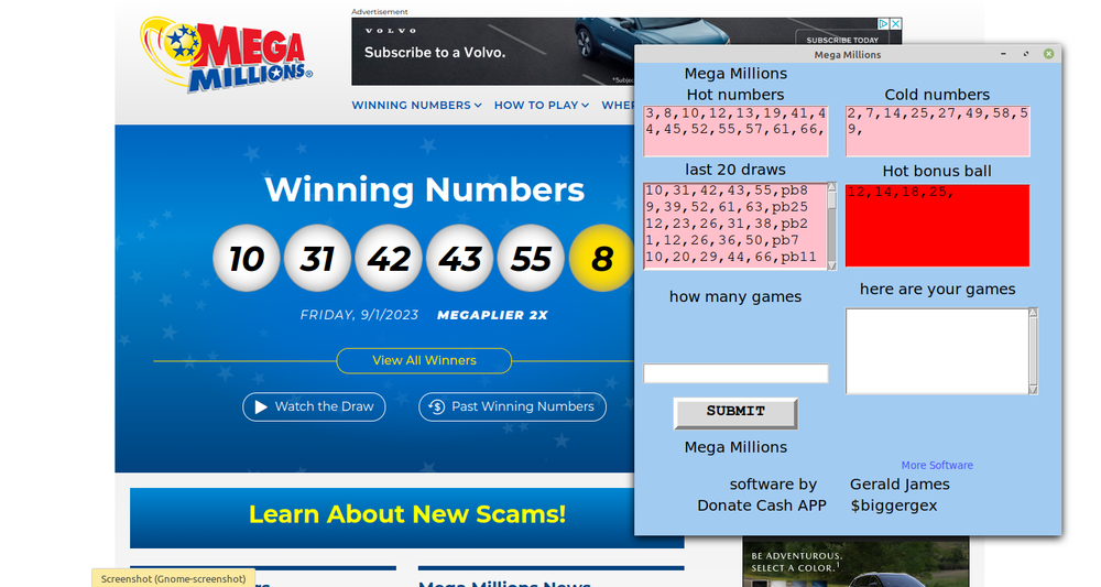 Mega Million Lottery Numbers software DVD for Windows 7 & 8 & 10