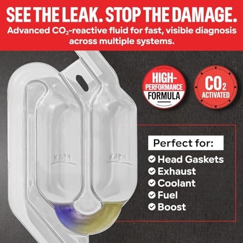 Engine Combustion Leak & Head Gasket Test Kit - 100+ Tests, 8oz Fluid, Quick Lea