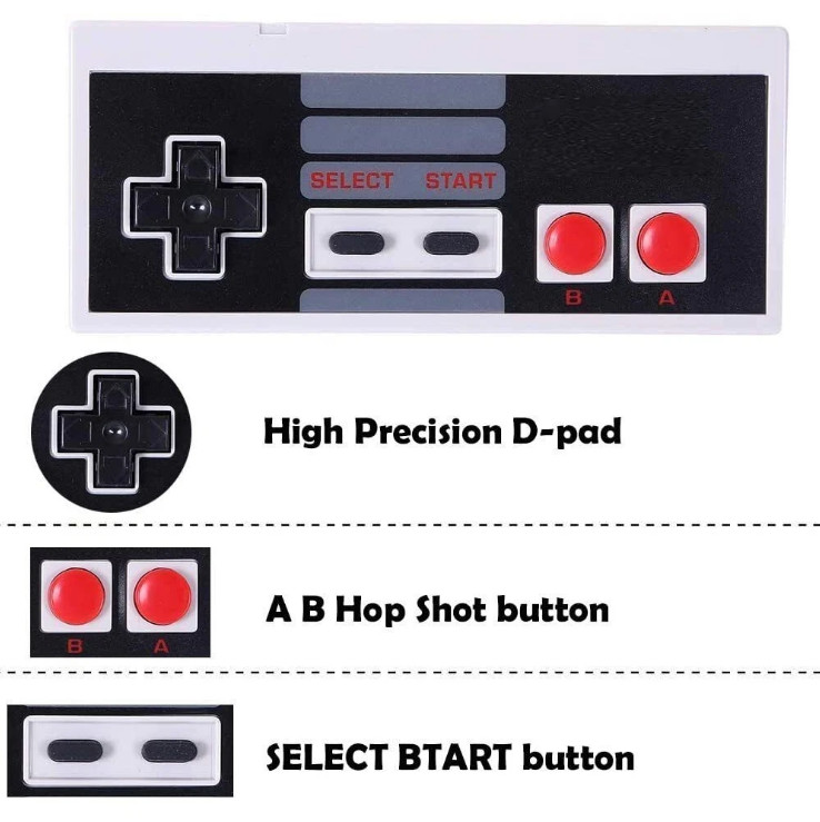 2PCS Wired Classic Retro NES-004 Game Controller Gamepd Nintendo US