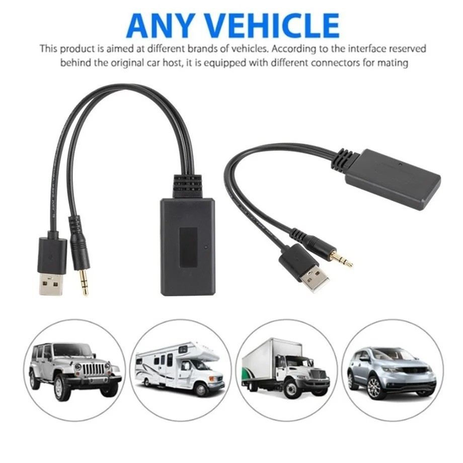 Aux to Bluetooth 5.0 Adapter 3.5mm Bluetooth Receiver Microphone for Car NEW