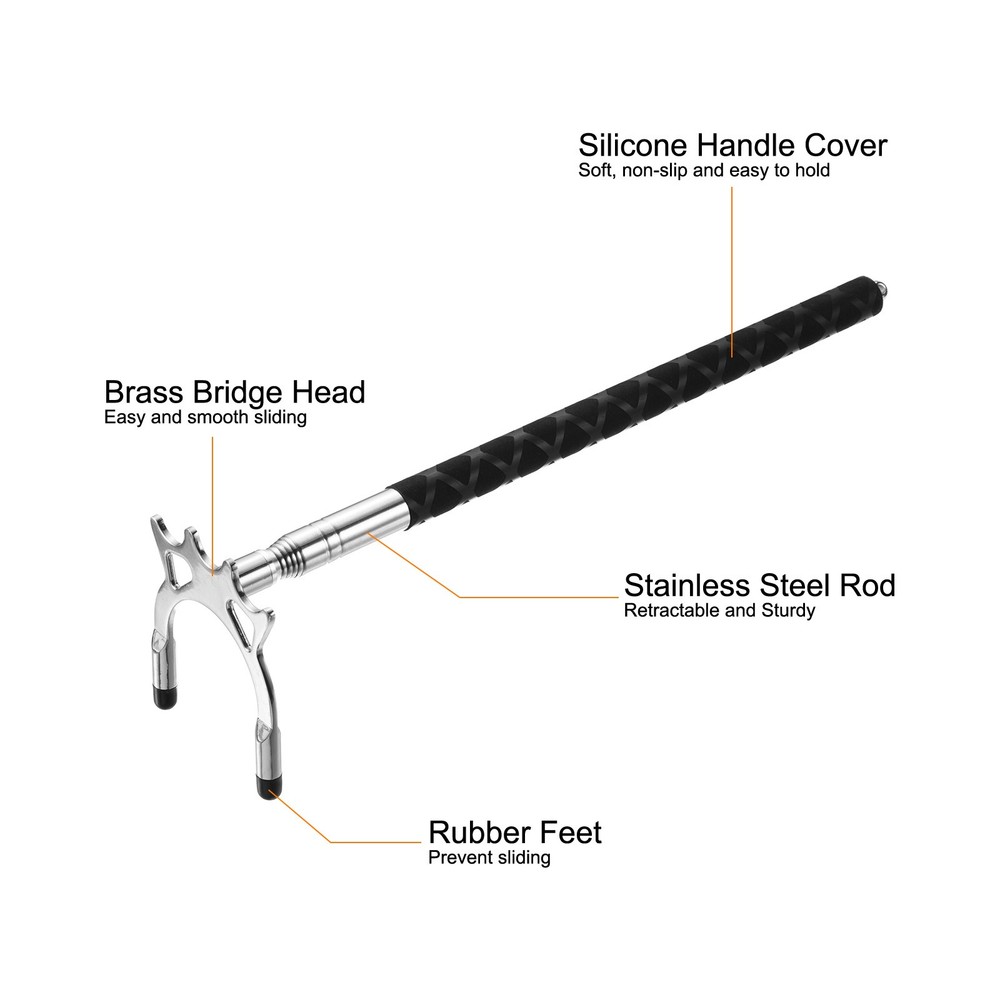 Silicone Retractable Billiard Pool Cue Stick Bridge with High Bridge Head Silver