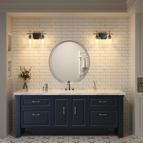 Bathroom Vanity Light, 2 Light Bathroom Light Fixture Over 2-Light Black