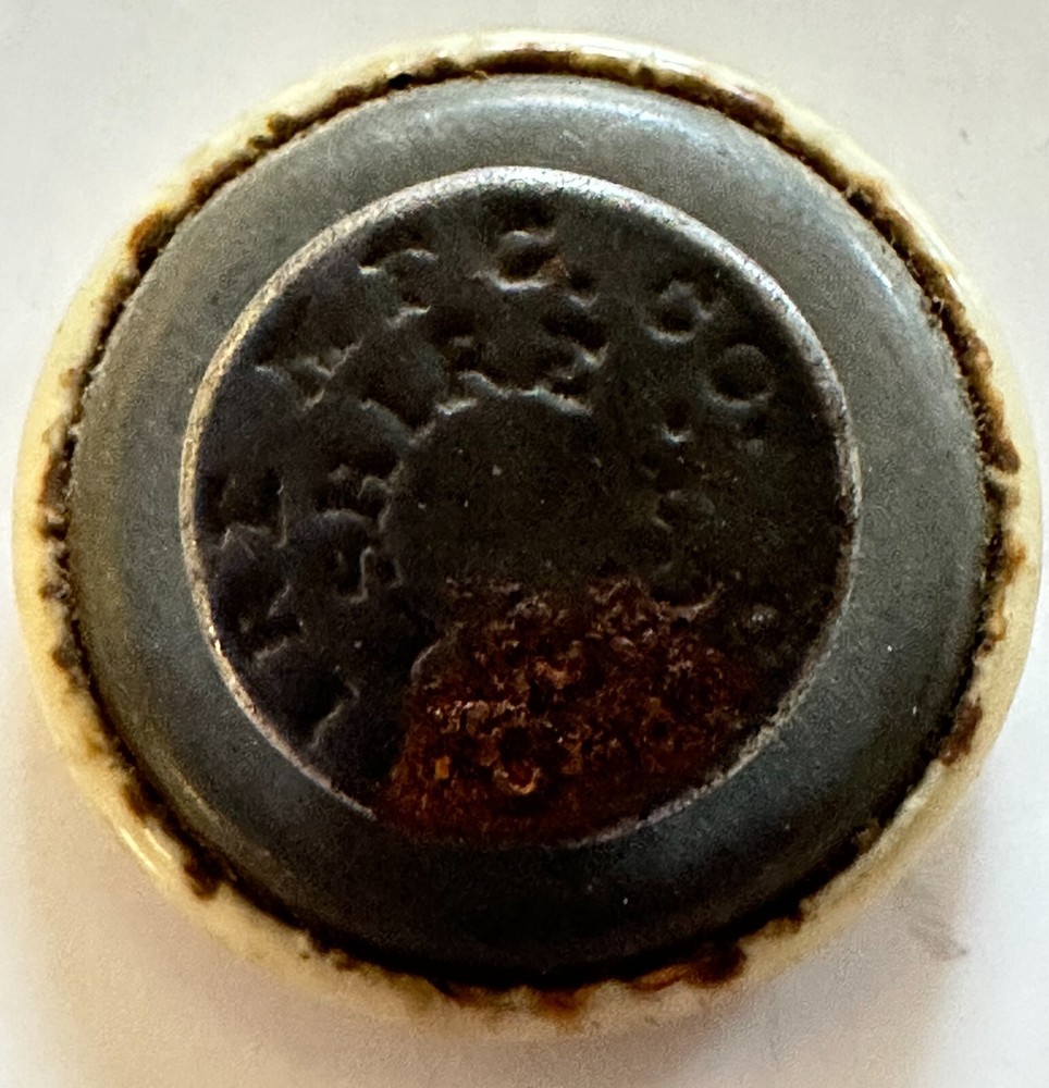 VIM Pebble Tread Boston Woven Hose and Rubber Co Stud Back Celluloid Button