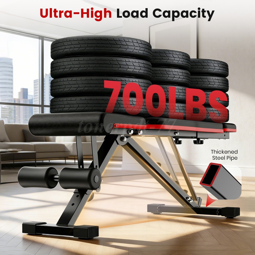 Adjustable Weight Dumbbell Bench Incline Decline Foldable Body Workout Exercise