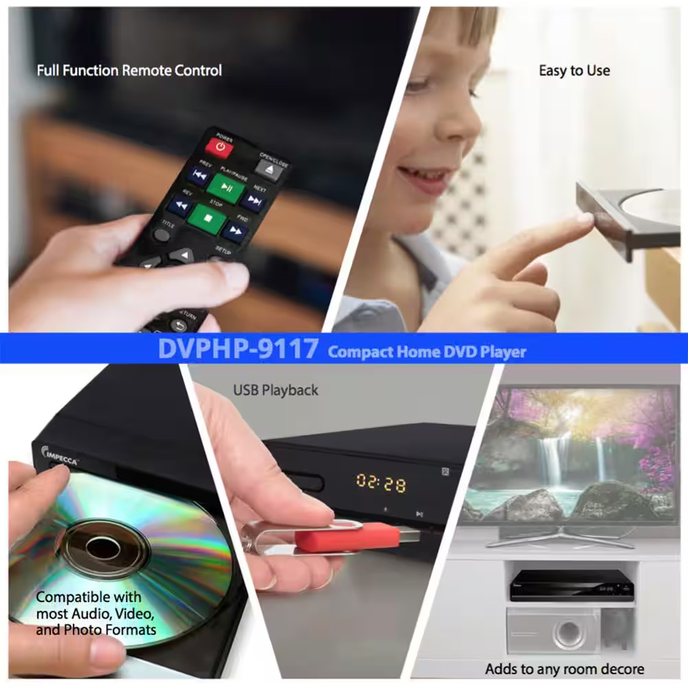 Compact Home DVD Player with HDMI and USB Playback