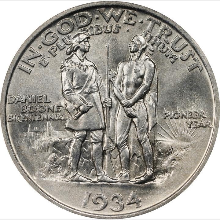 1934 50c Daniel Boone Silver Commemorative NGC MS65
