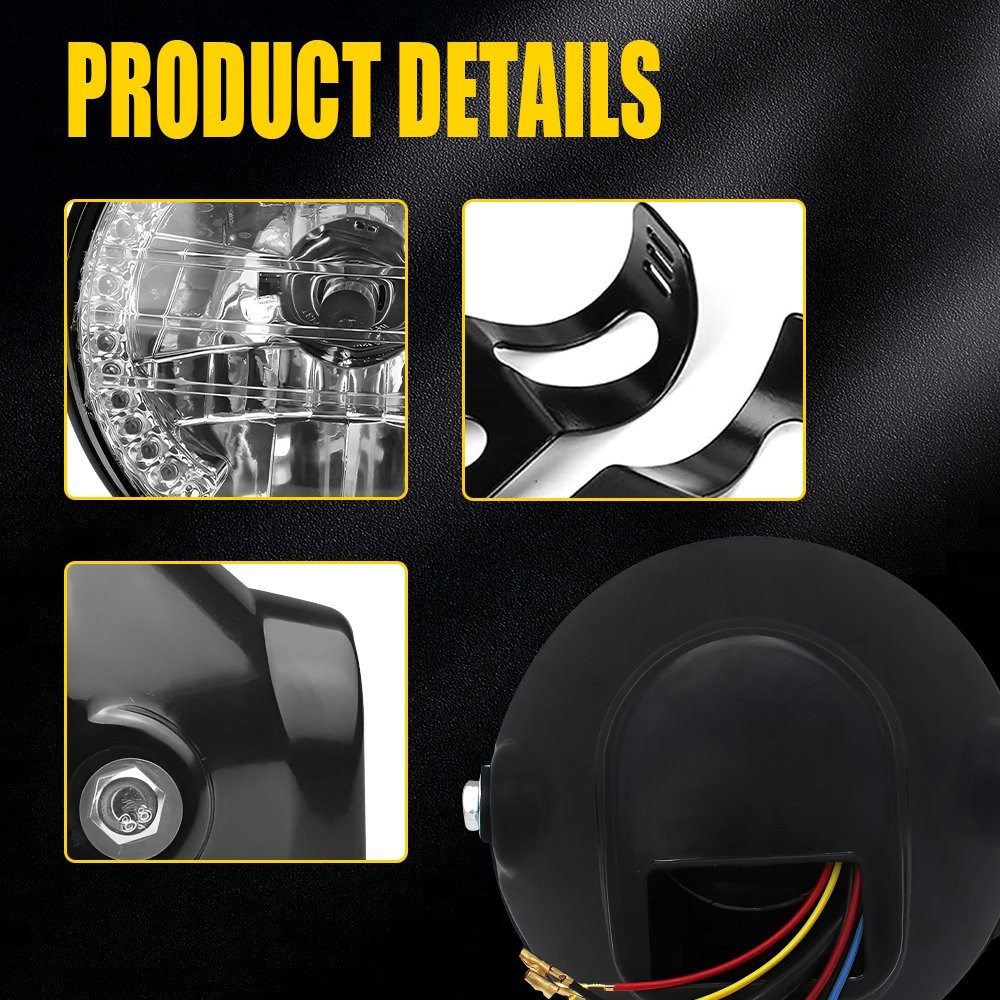 7 inch LED Motorcycle Headlight Round With Mounting Bracket Universal Black EOU