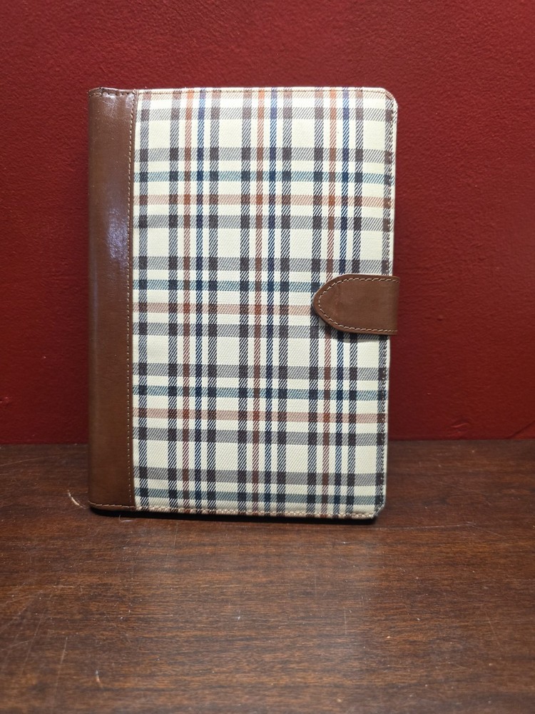 Plaid Leatherette Journal With Button Closure
