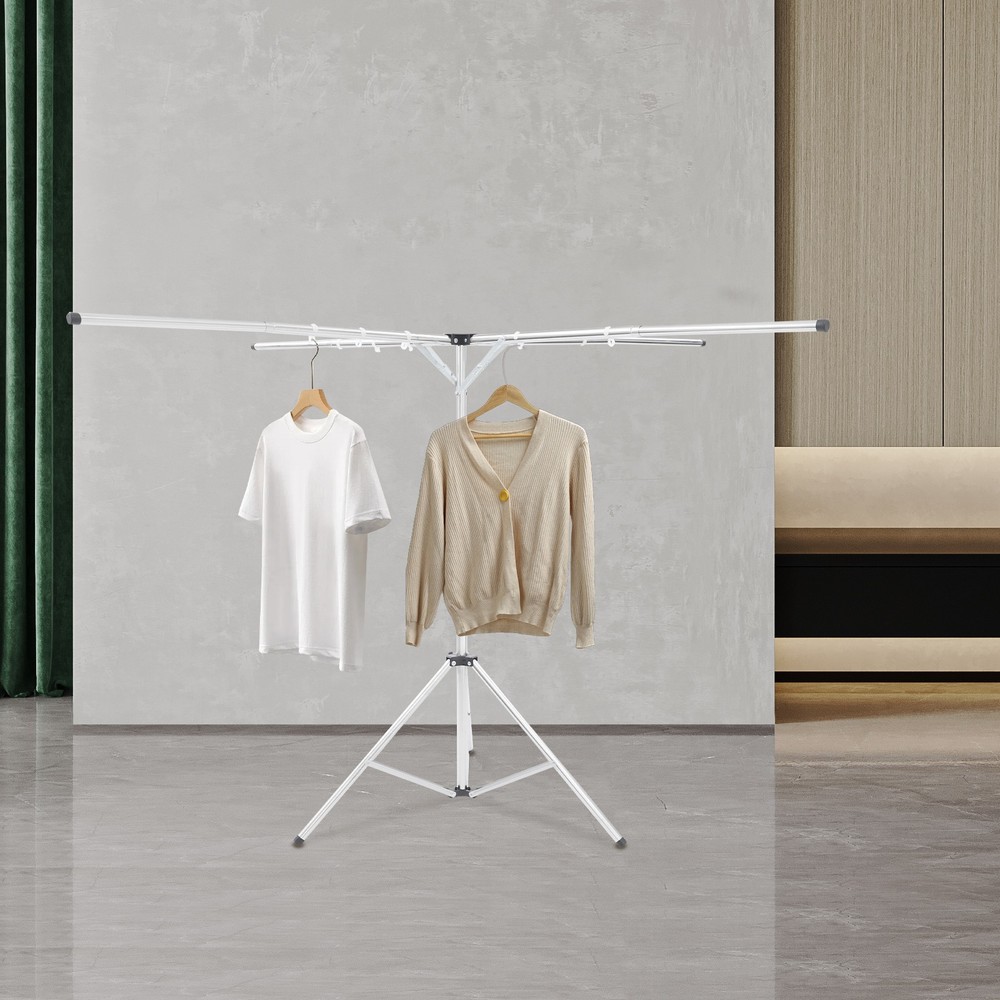 Folding Tripod Clothes Drying Rack, Adjustable Clothes Rack, X-Shaped