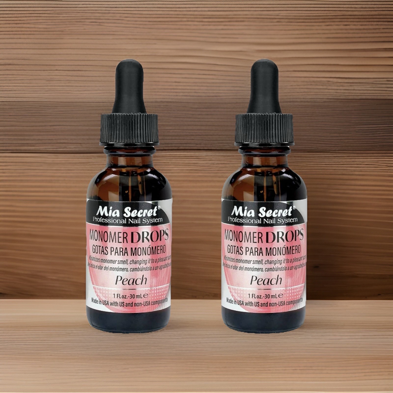 Mia Secret Monomer Drops - Peach Scent - 1oz each - Odor Neutralizer 2 Pack!