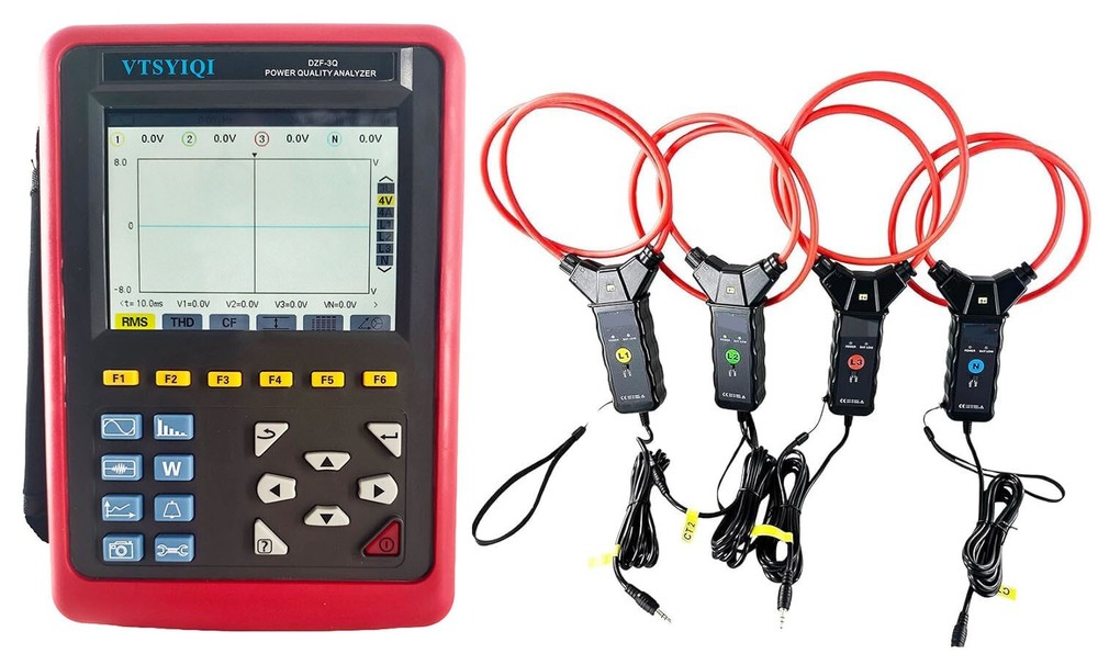 Three Phase Power Quality Analyzer with Current Clamp 10A～6000A USB Interface
