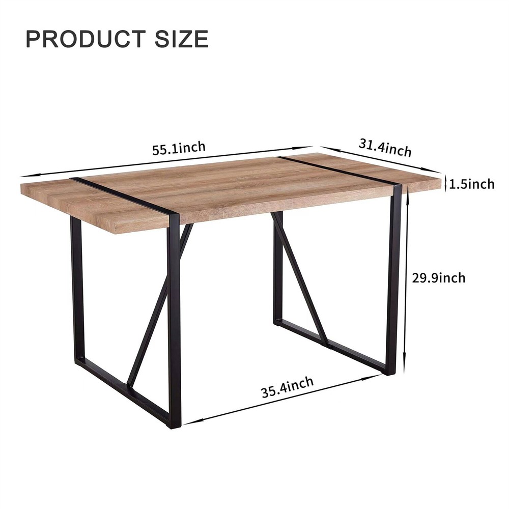 Dining Table Wood Table Kitchen Rectangular Table For 4-6 Person Rustic Brown