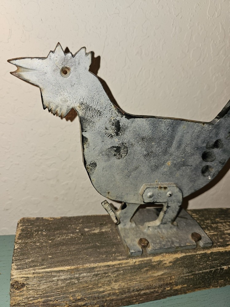 Antique Original Sheet Iron Rooster BootScraper-Mounted On RailRoad...