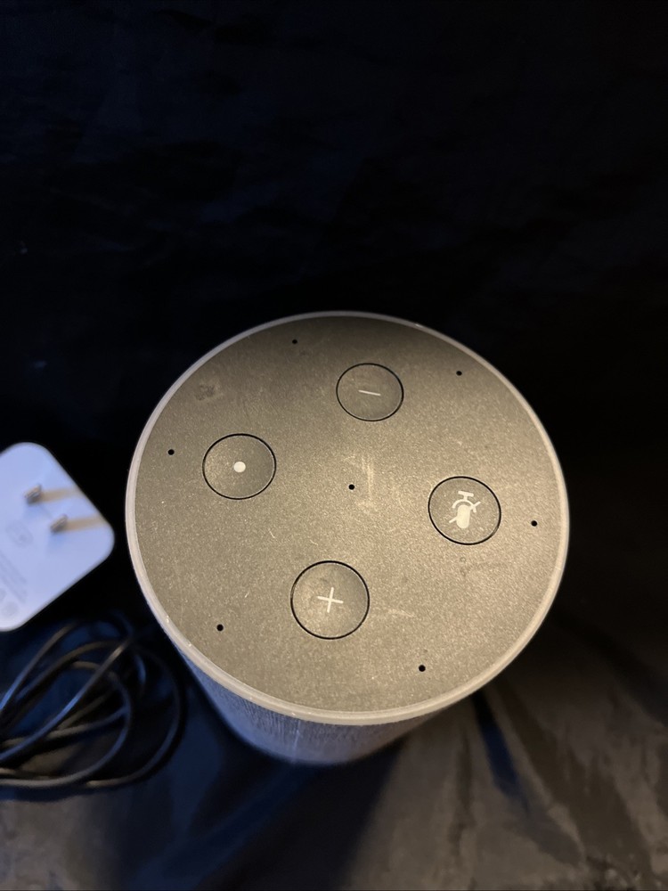 Amazon Echo Smart Speaker & Power Cable (Gen 2) - Heather Gray - TESTED