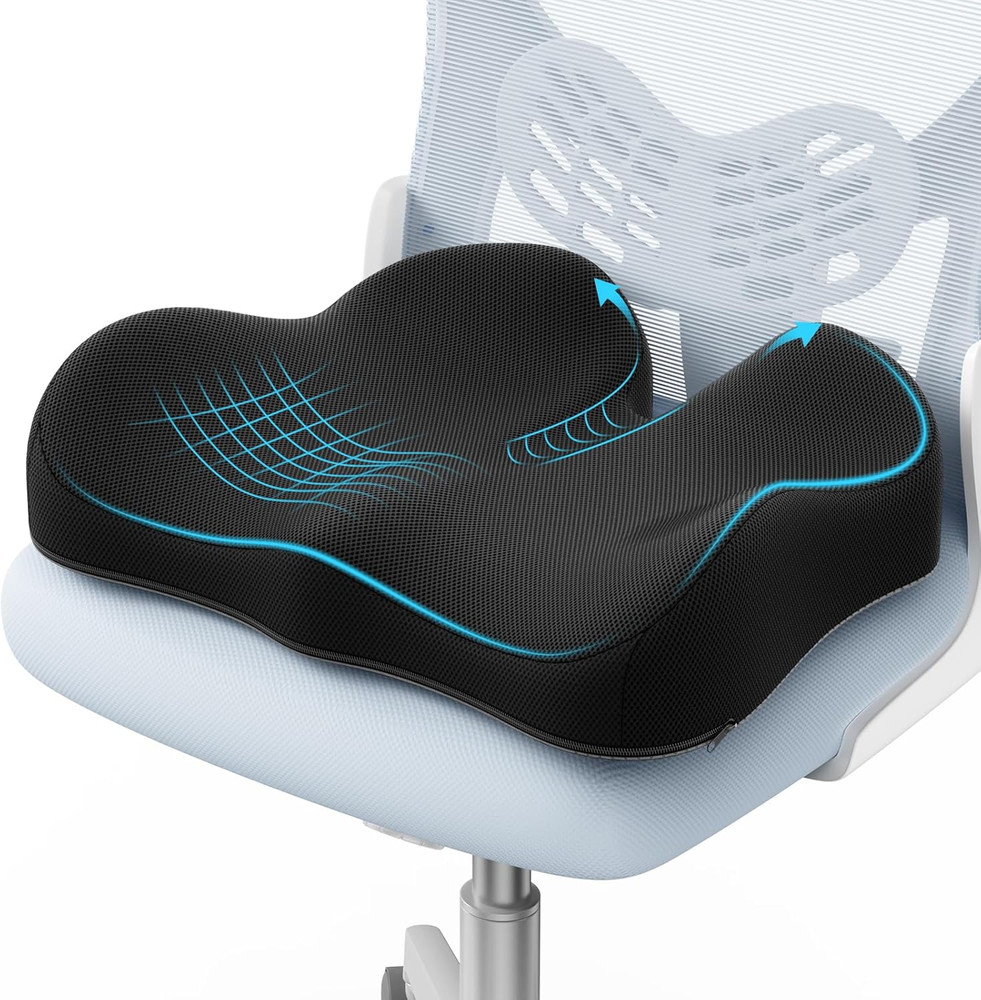 Seat Cushion-Large Memory Foam Cushion for Office Chair-Sciatica & Lower Back &