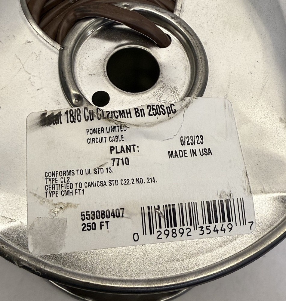 THERMOSTAT WIRE 18/8 SOLID BARE COPPER 250 FT 553080407