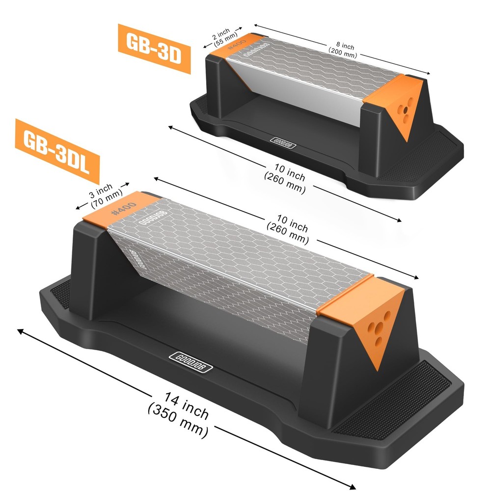 Extra Large Diamond Sharpening Stone Set 3 Side Grit Large, Orange