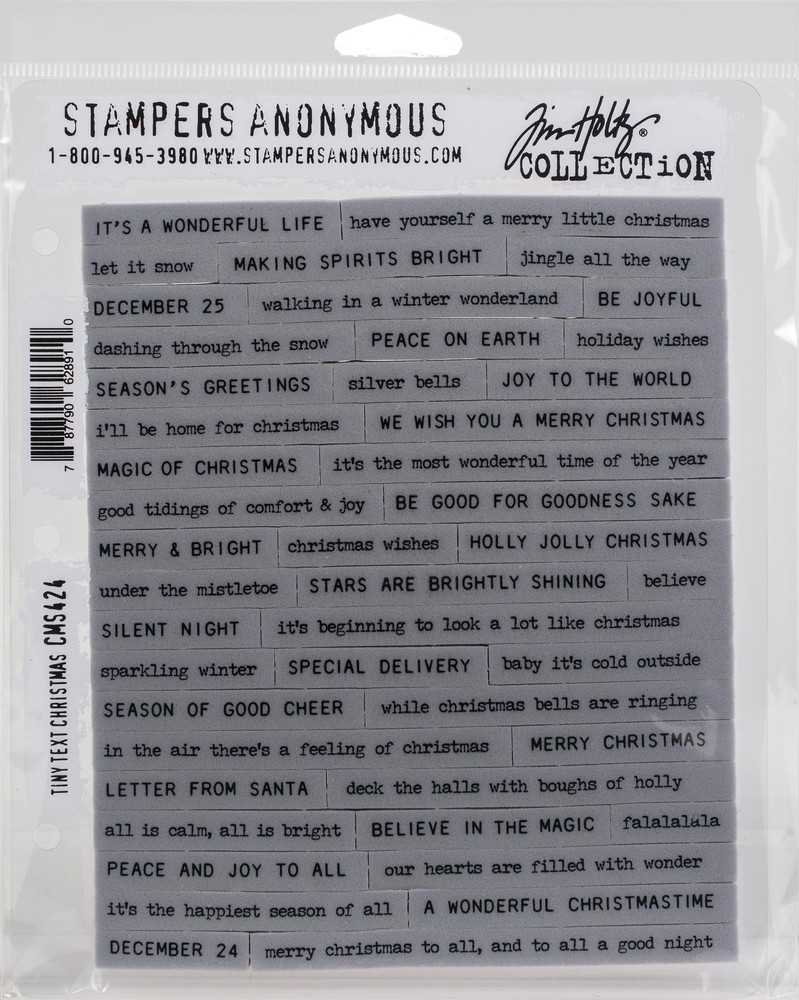 Tim Holtz Cling Stamps 7"X8.5"-Tiny Text Christmas