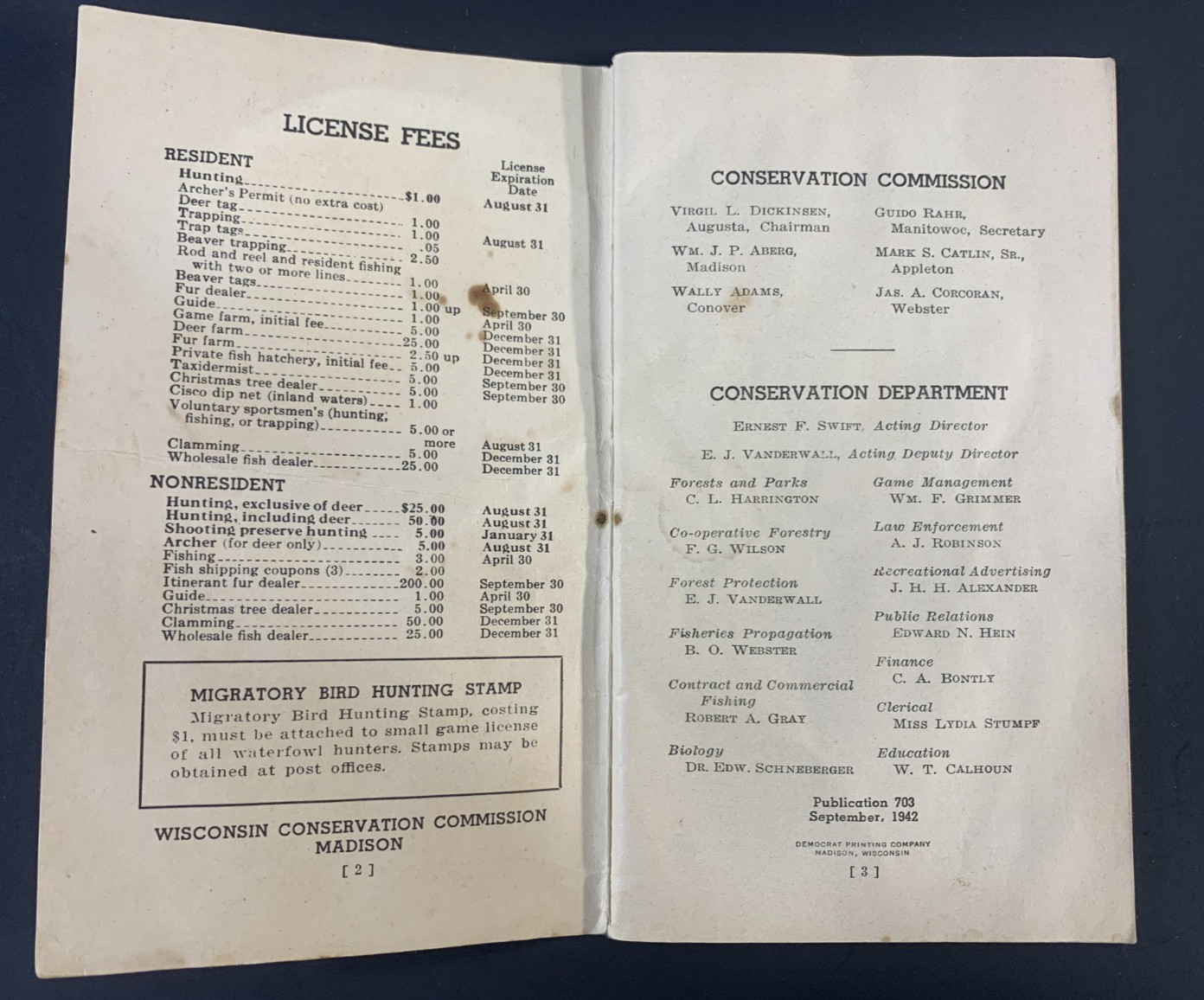 Vintage 1942 - 1943 Wisconsin Hunting & Trapping Laws Regulations Booklet