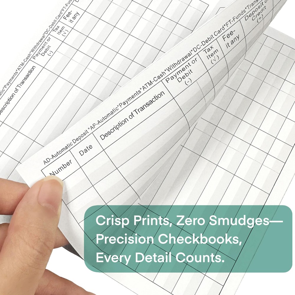 DeBiao 6"×3" Check Registers for Personal Checkbook - Blank Ledger...